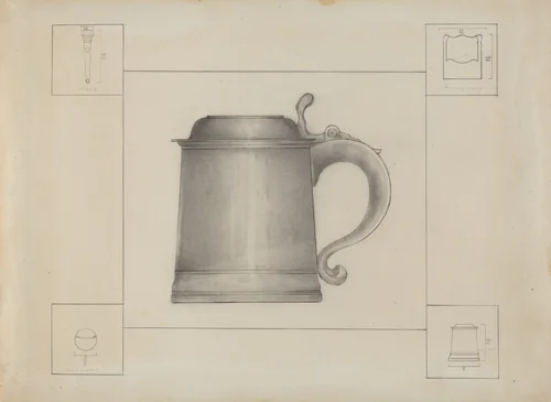 Pewter Tankard by Henry Meyers, index of american design, 1936