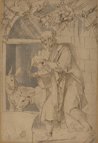 Study for One of Two Stained Glass Paintings Representing the Nativity by Hans Süss von Kulmbach, drawing, 1510