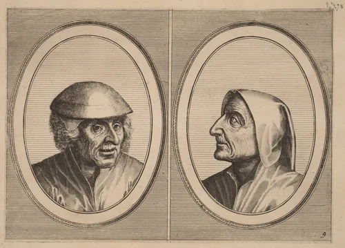 "Kees Geldt-sack" and "Kaarighe Truy" by Lucas van Doetechum, print, 1564-1565