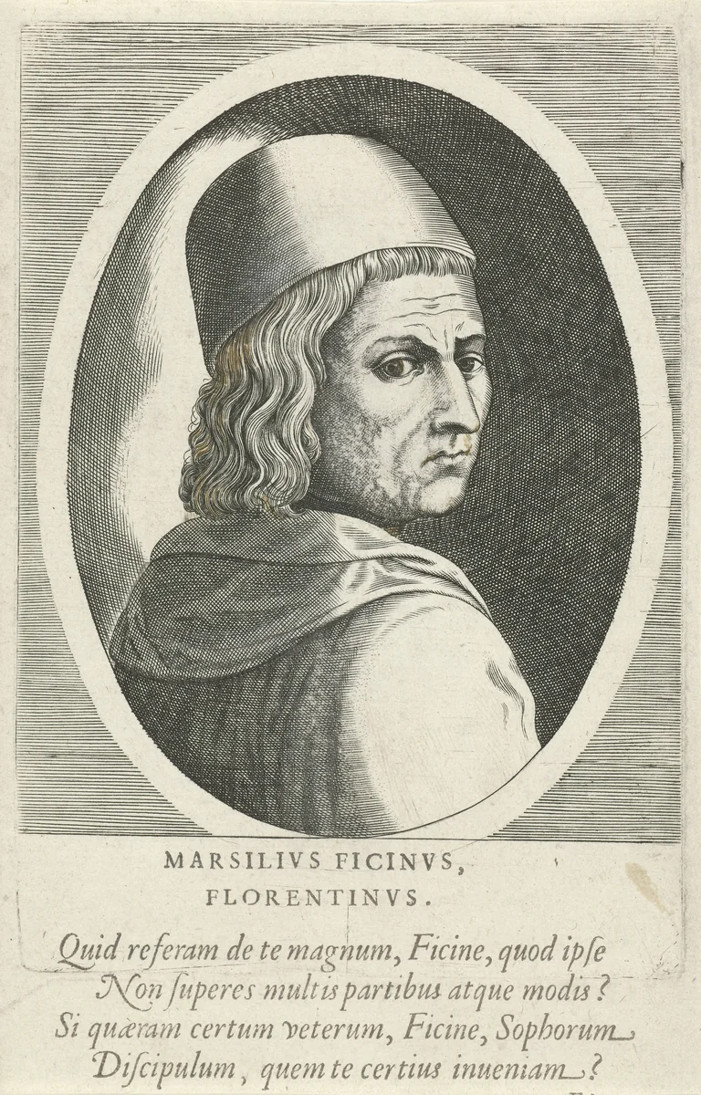 Portret van Marsilio Ficino by Philips Galle, print, 1572