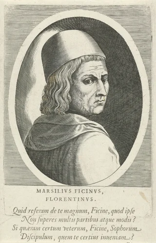 Portret van Marsilio Ficino by Philips Galle, print, 1572