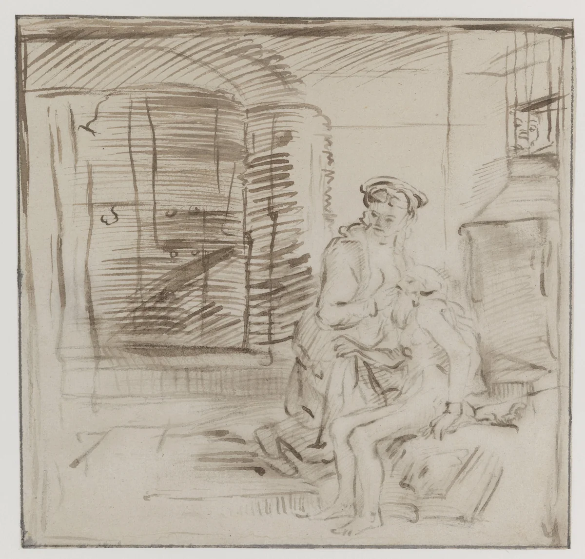 Cimon and Pero by anonymous, drawing, 1650-1655