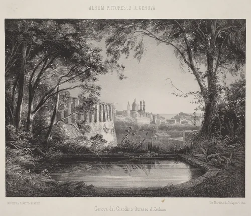 Genova dal Giardino Durazzo al Zerbino (Genoa from the Giardino Durazzo al Zerbino) by Leopoldina Zanetti Borzino, print, 1852-1862