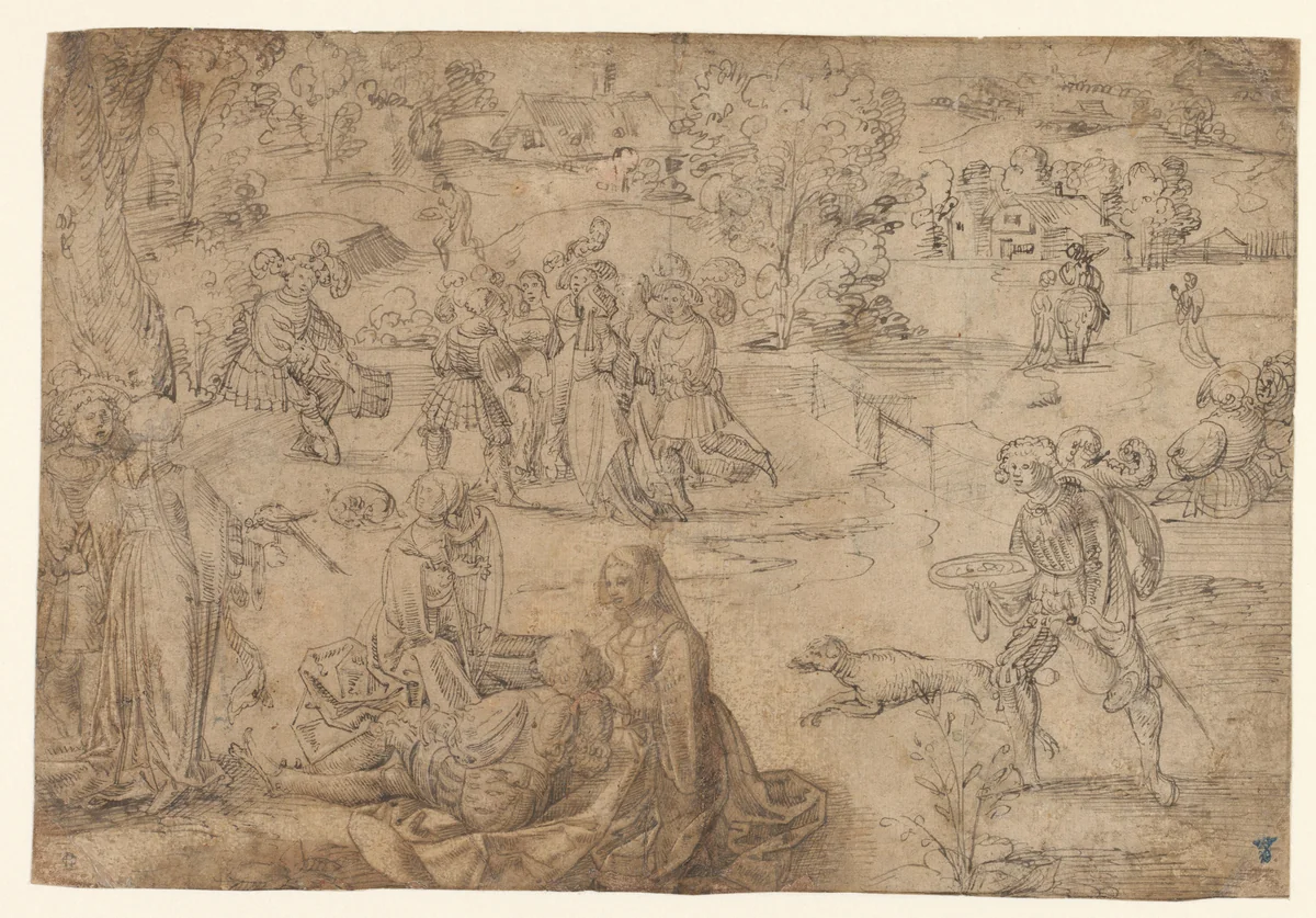 De Liefdestuin by anonymous, drawing, 1500-1549