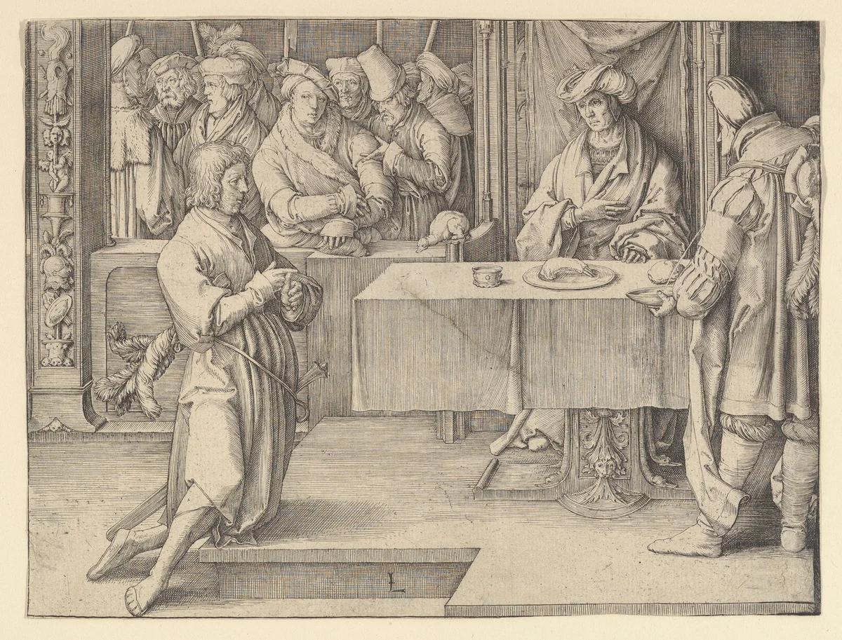 Joseph Interpreting Pharaoh's Dreams by Lucas van Leyden, print, 1512