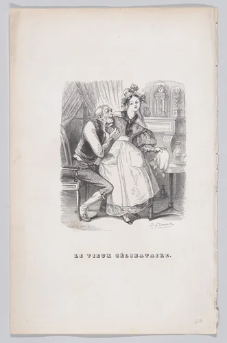 The Old Bachelor, from "The Complete Works of Béranger" by J. J. Grandville, print, 1836
