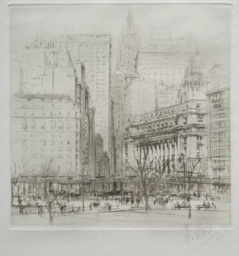 New York City: Battery Place by William Walcot, print, 1923