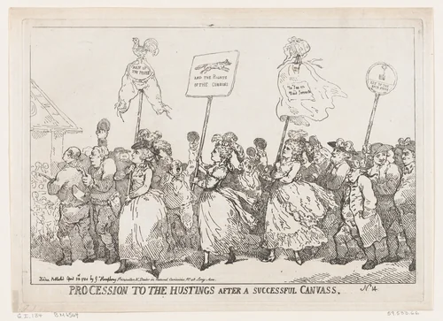 Procession to The Hustings After A Successful Canvass by Thomas Rowlandson, print, 1784