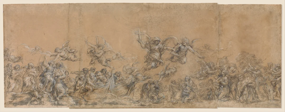 Study for Angels Sealing the Foreheads of the Children of Israel in Saint Peter's Basilica by Pietro da Cortona, drawing, 1652