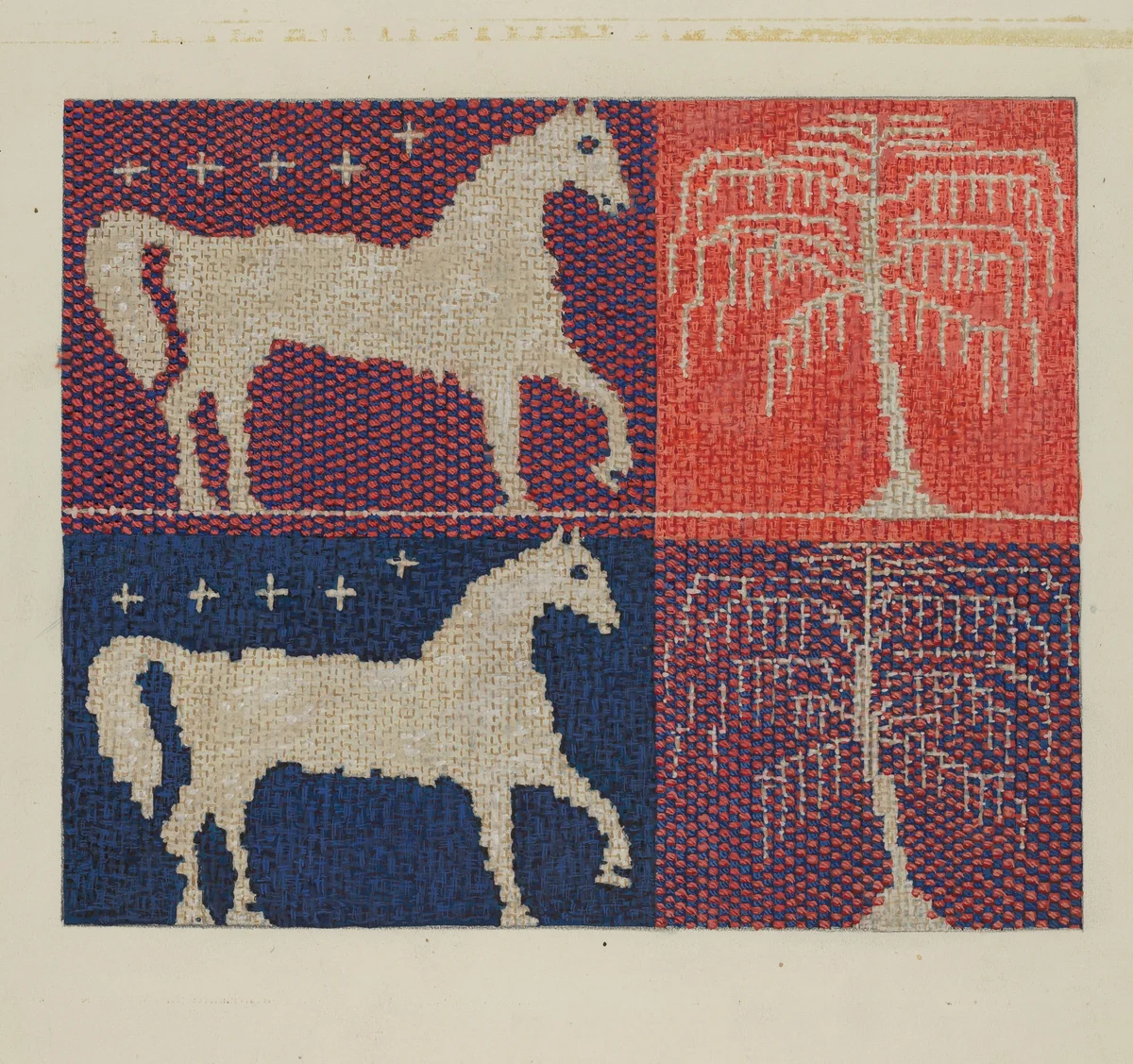 Coverlet Detail "Farmer's Fancy" by Ruth M. Barnes, index of american design, 1937