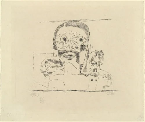 Three Heads (Drei Köpfe) by Paul Klee, print, 1919