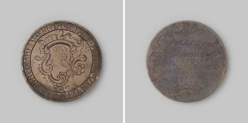 Wachtpenning van het 18e vaandel van? by anonymous, metalwork, 1762