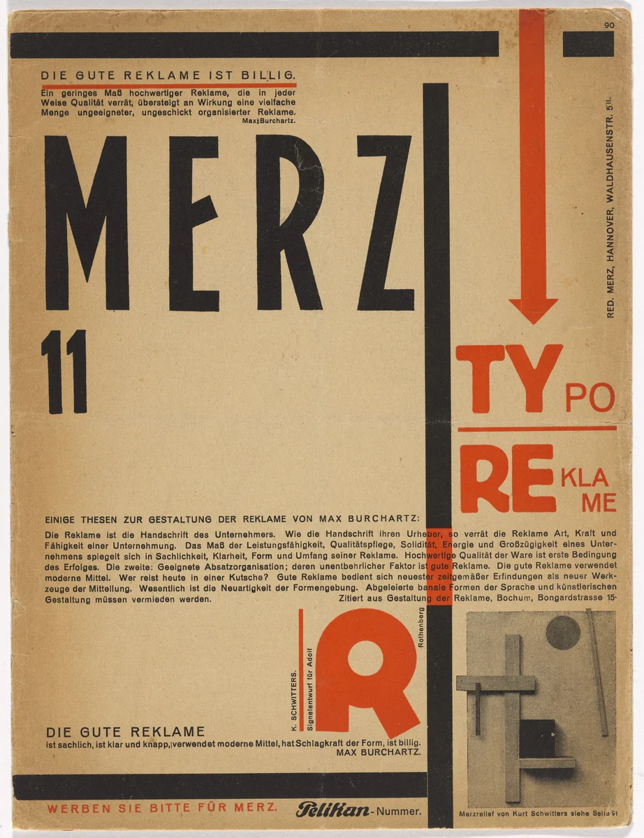 Merz no. 11: Typographic Advertising: Pelikan issue (Typoreklame: Pelikan-Nummer) by Kurt Schwitters, design, 1924