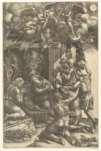 The Adoration of the Shepherds by Giorgio Ghisi, print, 1575-1582