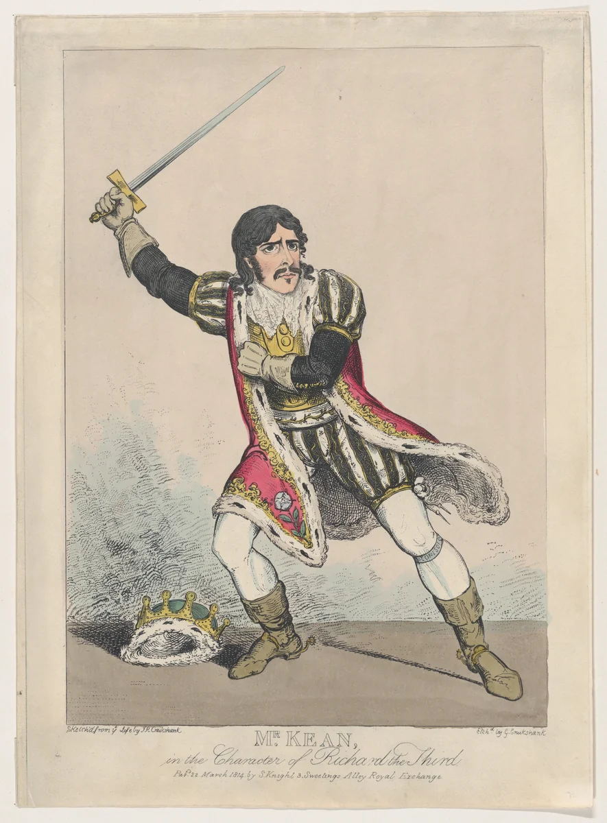 Mr. Kean in the Character of Richard the Third by George Cruikshank, print, 1809-1819