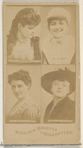 Laura Curtis, Corsair Co./ May Robson/ Miss Estelle Clinton/ Fannie Batchelder, from the Actors and Actresses series (N45, Type 4) for Virginia Brights Cigarettes by Allen & Ginter, photograph, 1885-1891