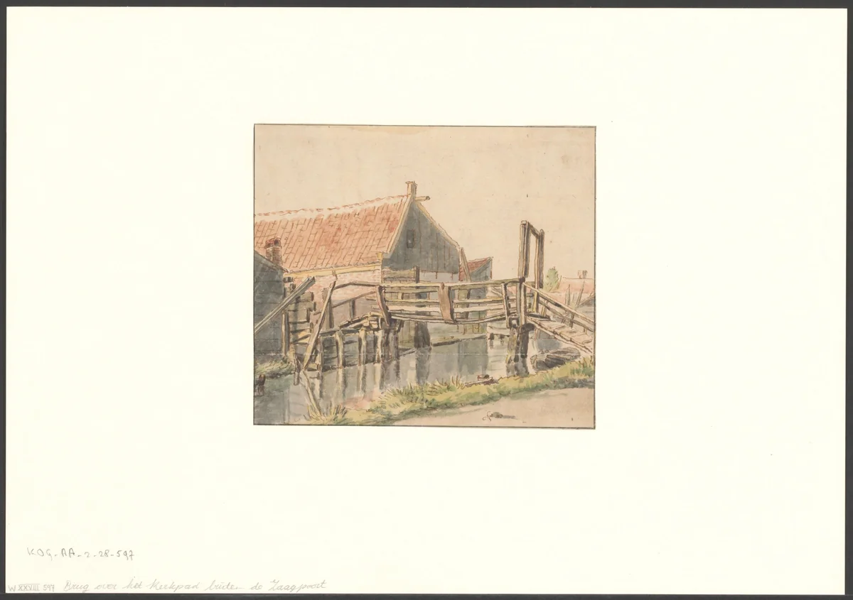 Gezicht op het Kerkpad by Anthonie van den Bos, drawing, 1773-1838