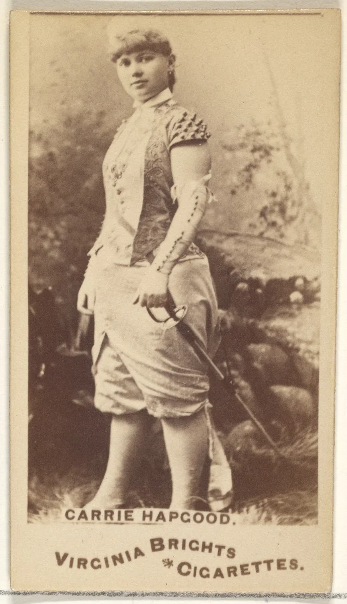 Carrie Hapgood, from the Actors and Actresses series (N45, Type 1) for Virginia Brights Cigarettes by Allen & Ginter, photograph, 1885-1891