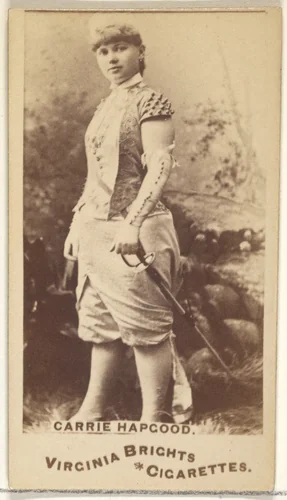 Carrie Hapgood, from the Actors and Actresses series (N45, Type 1) for Virginia Brights Cigarettes by Allen & Ginter, photograph, 1885-1891