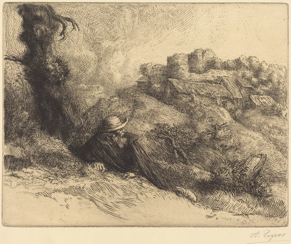View of a Chateau (Chateau des Revenants) by Alphonse Legros, print, 1837-1911