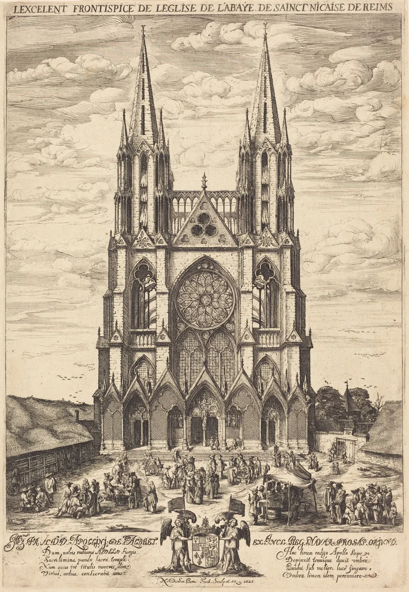 La facade de l'abbaye de S. Nicaise de Reims by Nicolas de Son, print, 1625