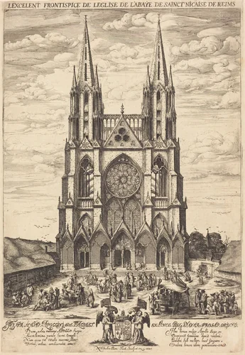 La facade de l'abbaye de S. Nicaise de Reims by Nicolas de Son, print, 1625