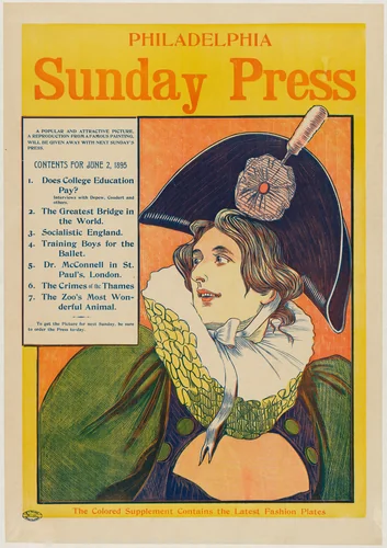 Advertisement for Philadelphia Sunday Press, June 2, 1895 by George Reiter Brill, print, 1890-1900
