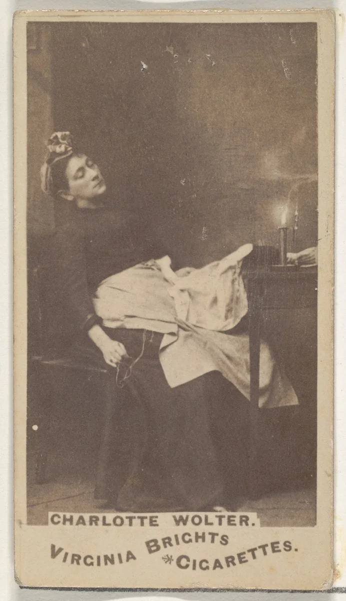 Charlotte Wolter, from the Actors and Actresses series (N45, Type 1) for Virginia Brights Cigarettes by Allen & Ginter, photograph, 1885-1891