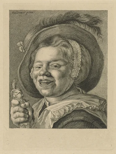Lachend meisje met pop by Pieter de Mare, print, 1768-1796