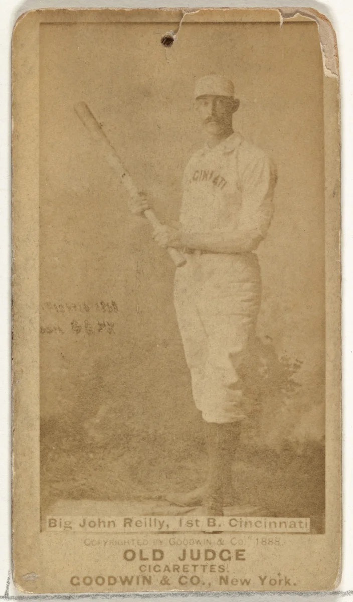 John Good "Long John" Reilly, 1st Base, Cincinnati, from the Old Judge series (N172) for Old Judge Cigarettes by Goodwin & Company, photograph, 1888