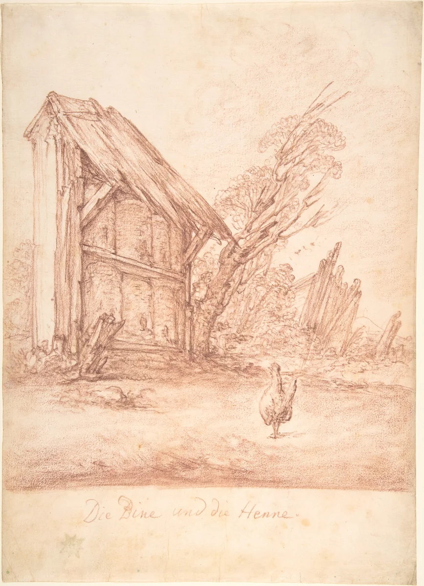 The Bee and the Hen by Christian Bernhard Rode, drawing, 1724-1797