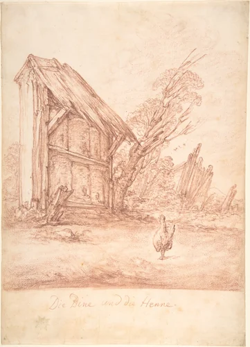 The Bee and the Hen by Christian Bernhard Rode, drawing, 1724-1797