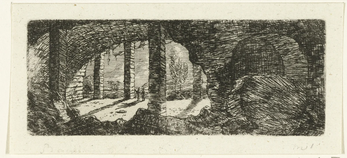 Ruïne van Fort Sint-Pieter bij Maastricht by Ernst Willem Jan Bagelaar, print, 1798-1837