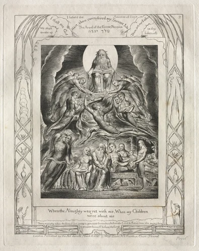 The Book of Job: Pl. 2, When the Almighty was yet with me, When my Children / were about me by William Blake, other, 1825