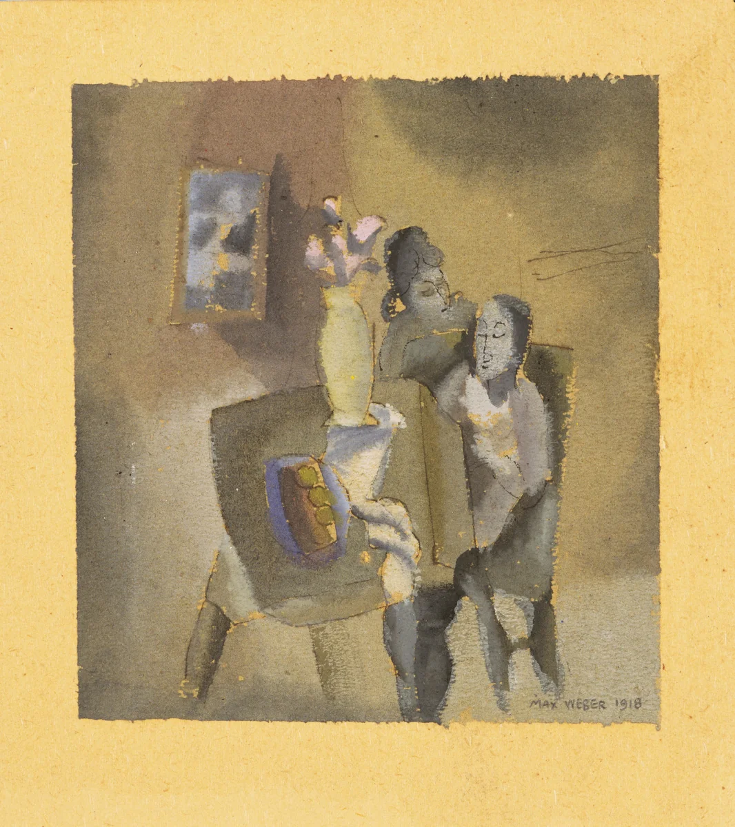 Interior with Figures by Max Weber, drawing, 1918