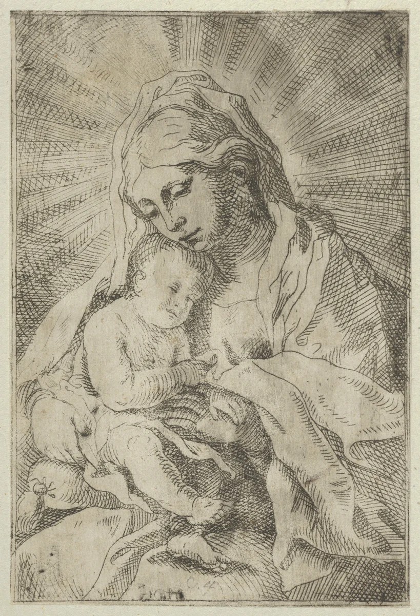 The Virgin holding the infant Christ, after Reni by anonymous, print, 1595-1645