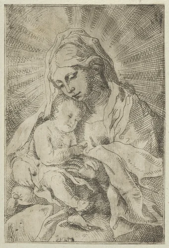The Virgin holding the infant Christ, after Reni by anonymous, print, 1595-1645