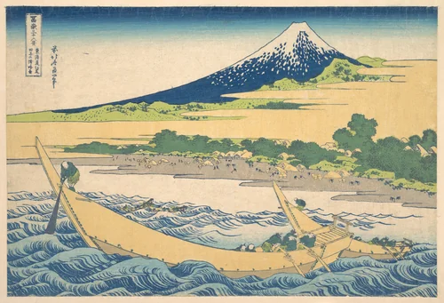 Tago Bay near Ejiri on the Tōkaidō (Tōkaidō Ejiri Tago no ura ryaku zu), from the series Thirty-six Views of Mount Fuji (Fugaku sanjūrokkei) by Katsushika Hokusai (葛飾 北斎), print, 1820-1842