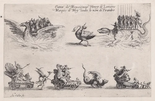 Entrée de Monseigneur Henry de Lorraine (Entrance of Henry of Lorraine), from "Le Combat a la Barrière" by Jacques Callot, print, 1627