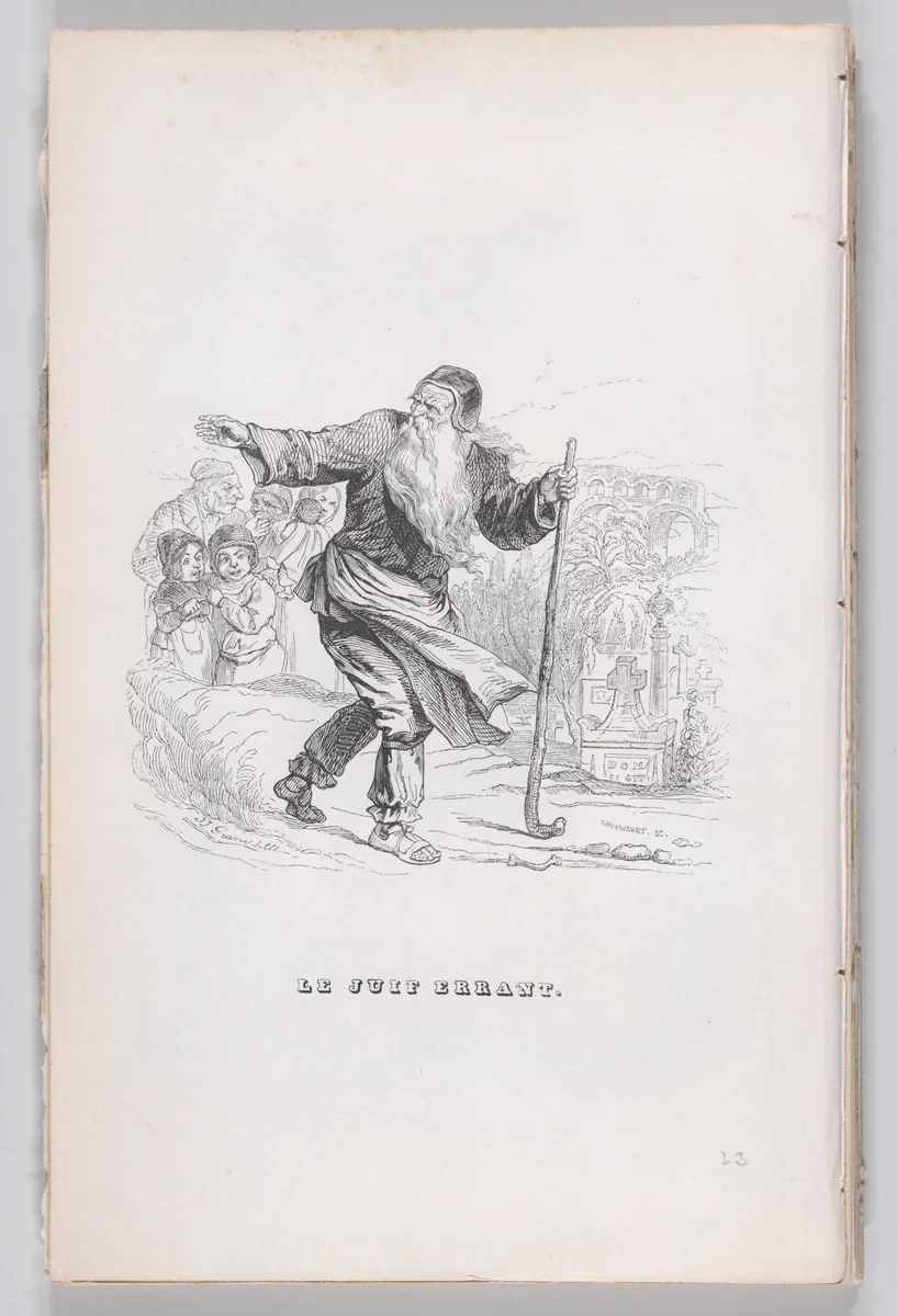 The Wandering Jew, from "The Complete Works of Béranger" by J. J. Grandville, print, 1836