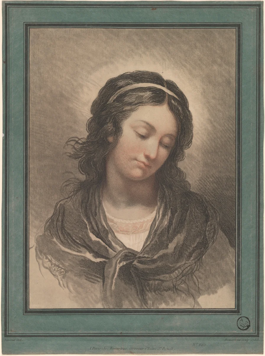 Head of a Woman Looking Down by Gilles-Antoine Demarteau
François-André Vincent, print, 1788