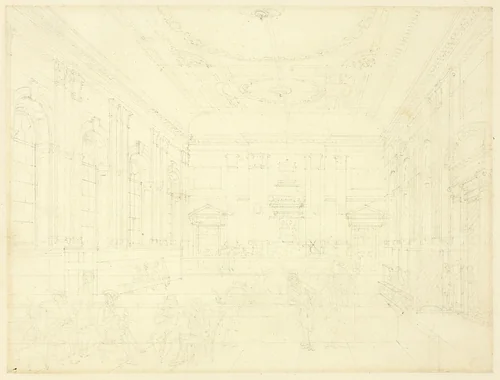 Study for South Sea House, Dividend Hall, from Microcosm of London by Augustus Charles Pugin
Thomas Rowlandson, drawing, 1807-1810