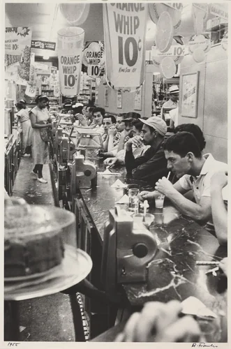 Drug store—Detroit by Robert Frank, photograph, 1955