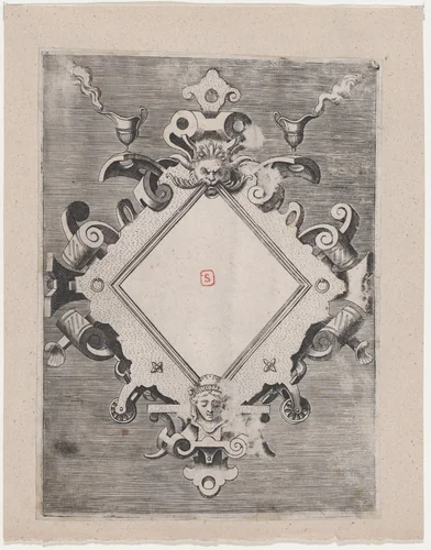 Diamond-shaped Cartouche by Hans Vredeman de Vries, print, 1547-1606