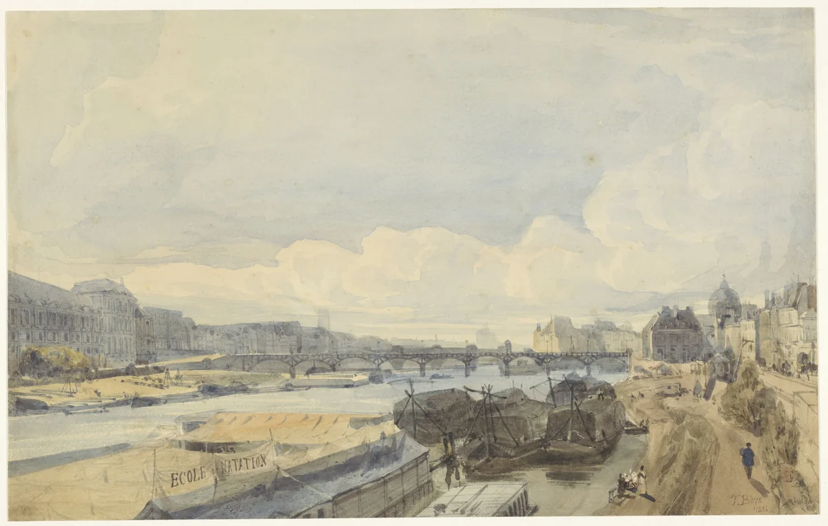 Gezicht over de Seine ter hoogte van de Pont des Arts by Thomas Shotter Boys, drawing, 1831