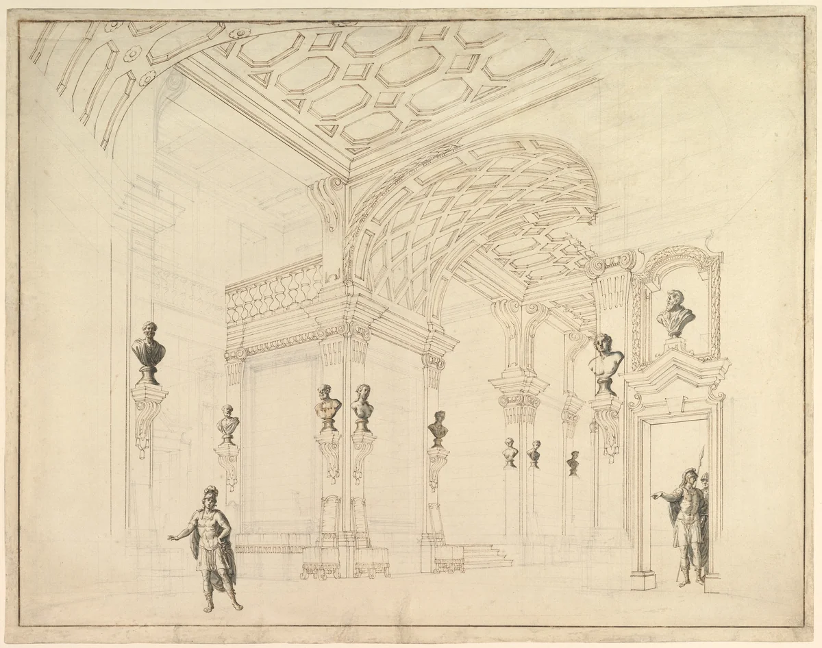 Design for a Stage Set by Giuseppe Galli Bibiena, drawing, 1696-1756