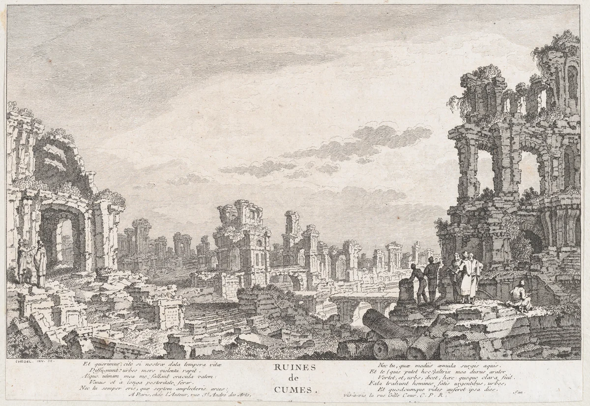 Ruines de Cumes by Quentin Pierre Chedel, print, 1720-1762