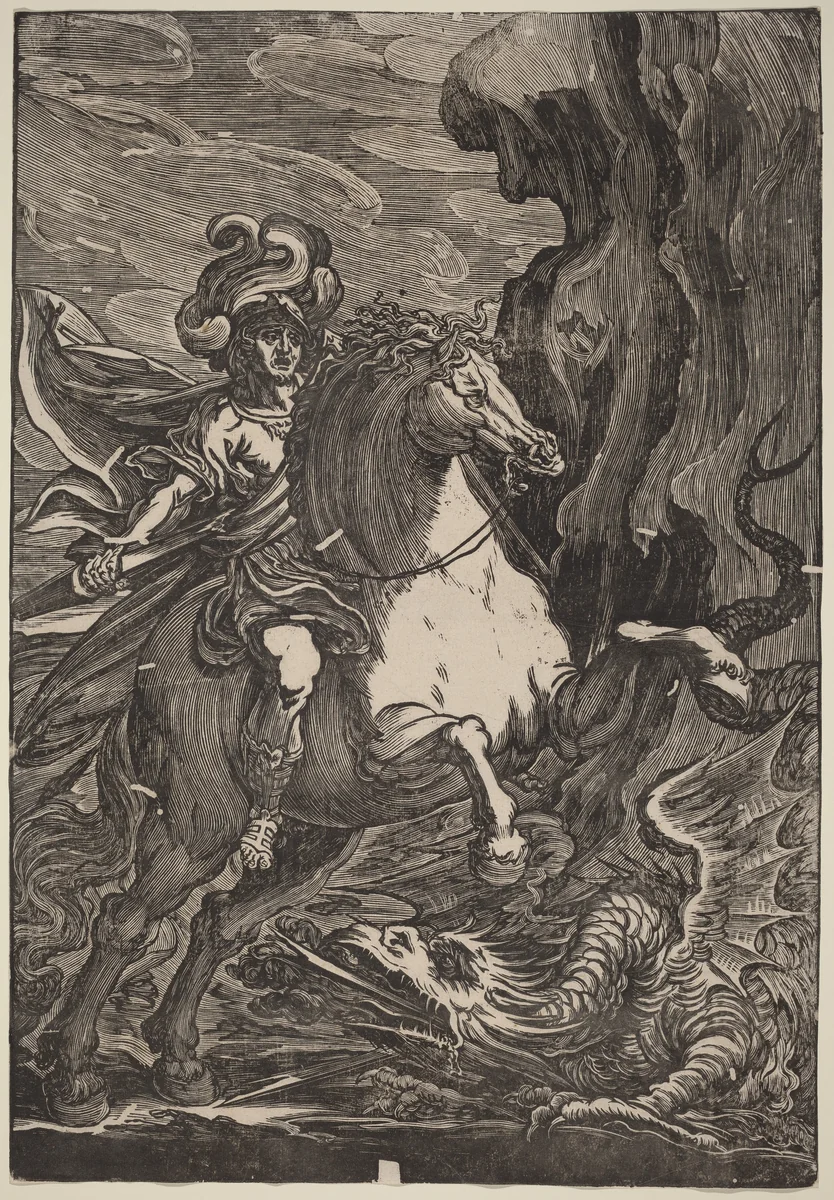 Saint George and the Dragon by Giuseppe Scolari, print, 1592-1607
