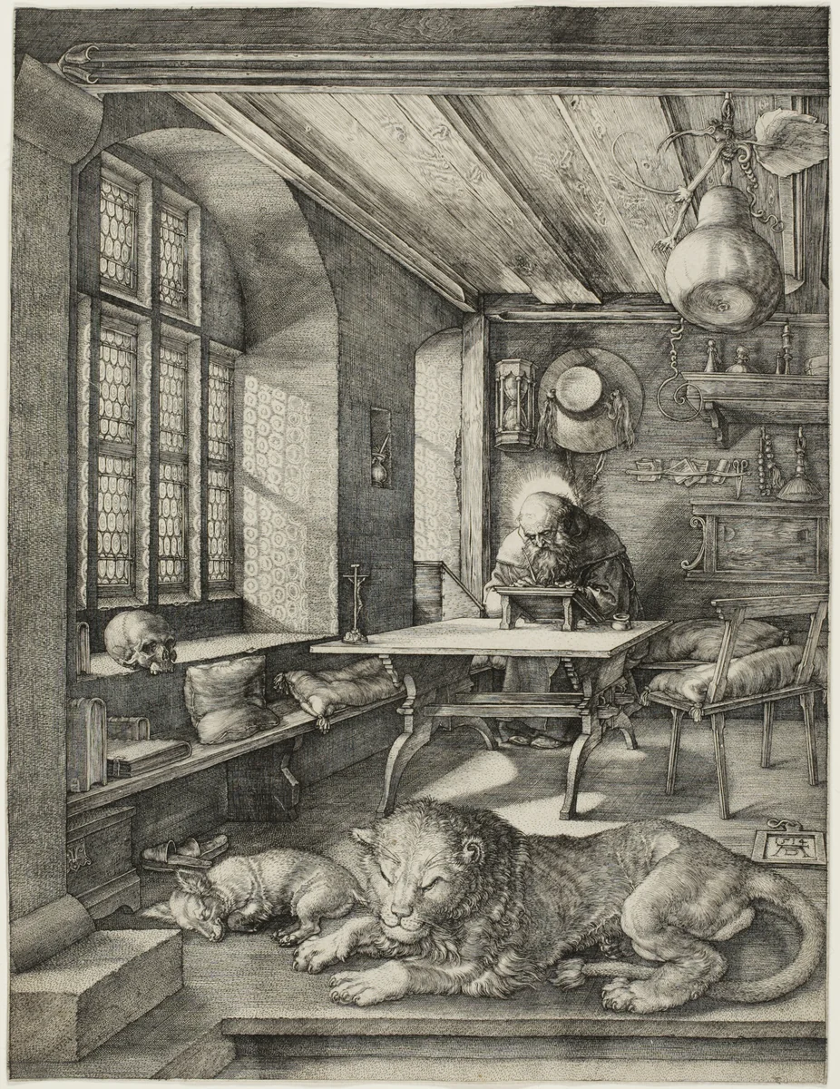 St. Jerome in His Study by Albrecht Dürer, print, 1514