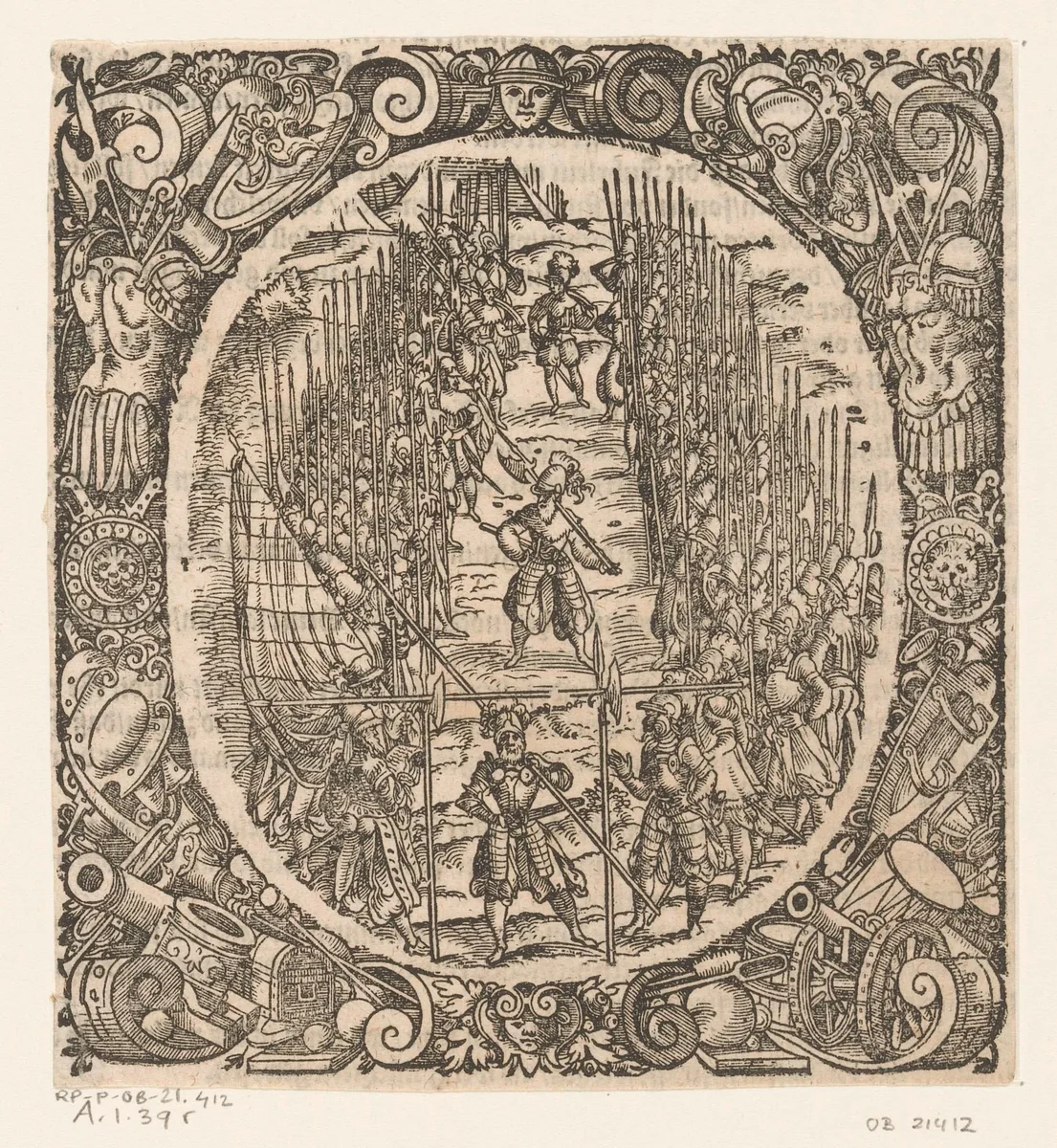 Keuring van landsknechten by Jost Amman, print, 1573
